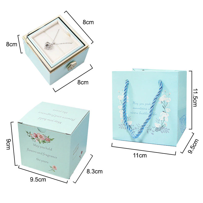 Vibe Geeks Eternal Rose Box Preserved Flower Surprise Proposal Jewelry Box - Dark Blue 6