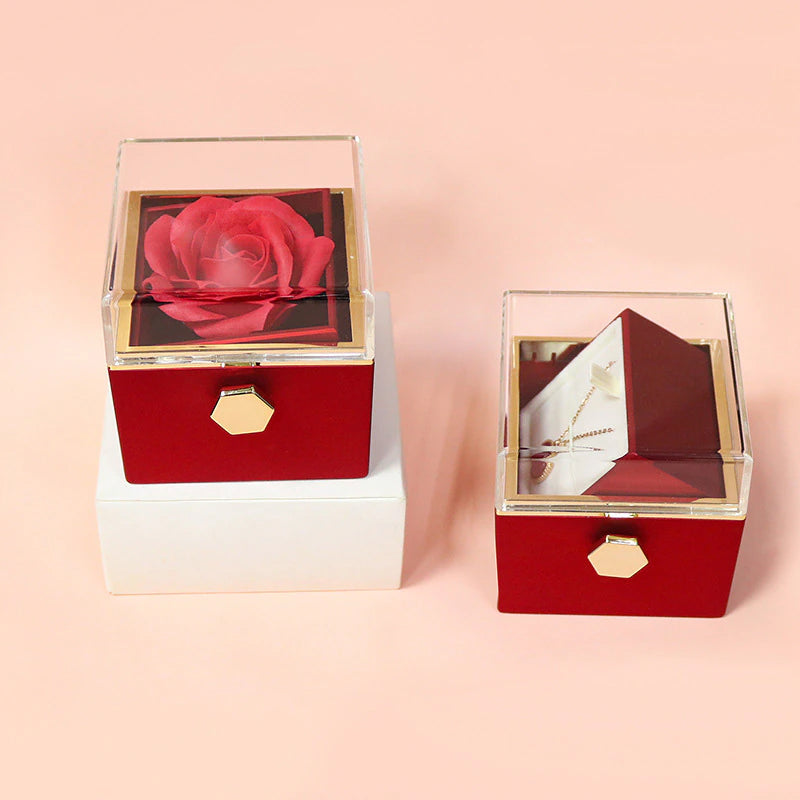 Vibe Geeks Eternal Rose Box Preserved Flower Surprise Proposal Jewelry Box - Light Blue 7