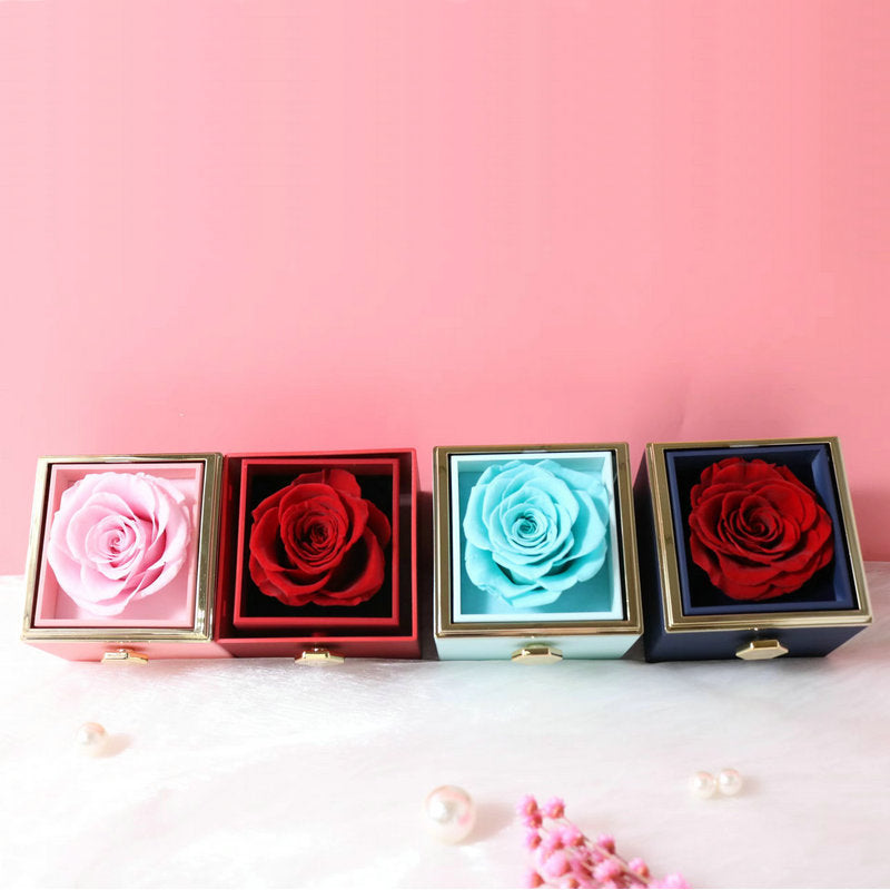 Vibe Geeks Eternal Rose Box Preserved Flower Surprise Proposal Jewelry Box - Pink 11