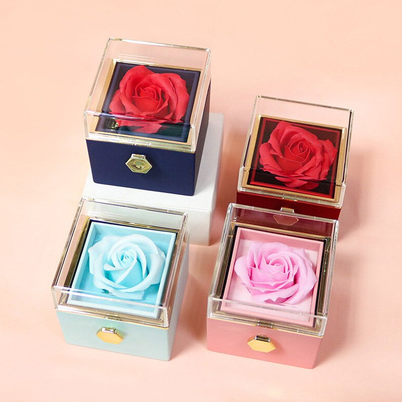 Vibe Geeks Eternal Rose Box Preserved Flower Surprise Proposal Jewelry Box - Pink 12
