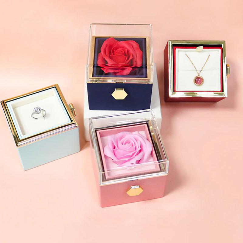 Vibe Geeks Eternal Rose Box Preserved Flower Surprise Proposal Jewelry Box - Pink 13