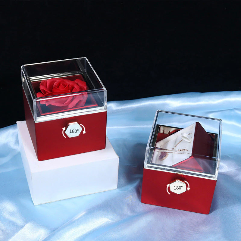 Vibe Geeks Eternal Rose Box Preserved Flower Surprise Proposal Jewelry Box - Red 15