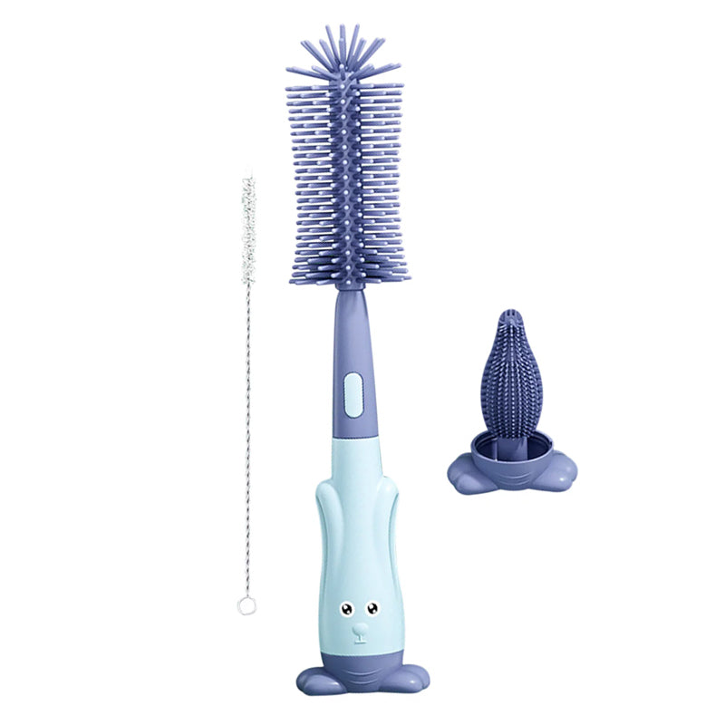 Vibe Geeks 3 in 1 Silicone Bottle and Teat Cleaning Brush - Blue 4