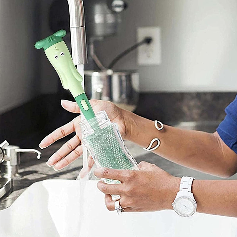 Vibe Geeks 3 in 1 Silicone Bottle and Teat Cleaning Brush - Green 9