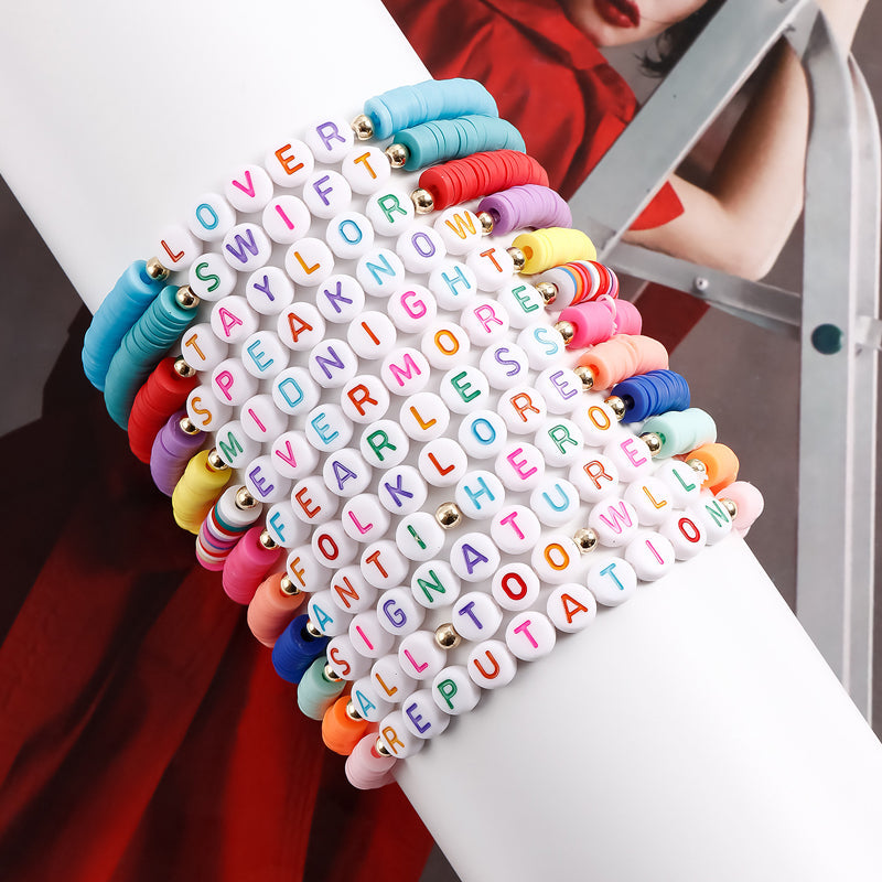 Vibe Geeks Album Inspired Taylor Concert Friendship Bracelet Polymer Clay Beads - 2-8Pcs 5