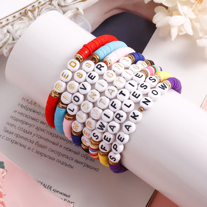 Vibe Geeks Album Inspired Taylor Concert Friendship Bracelet Polymer Clay Beads - 2-8Pcs 9
