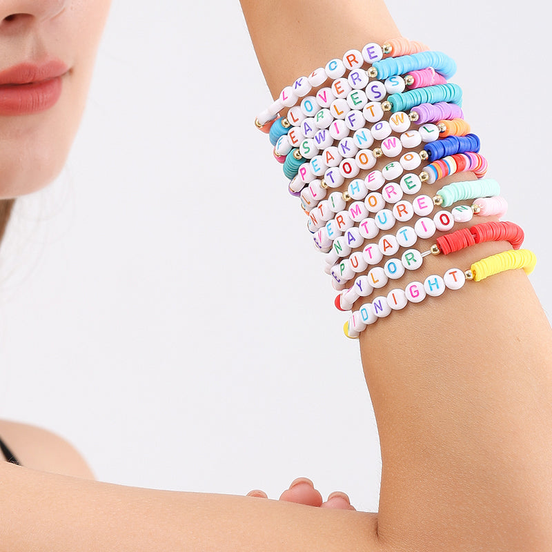Vibe Geeks Album Inspired Taylor Concert Friendship Bracelet Polymer Clay Beads - 2-8Pcs 12
