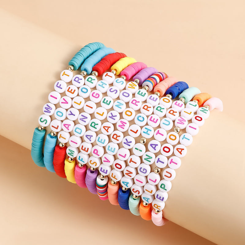 Vibe Geeks Album Inspired Taylor Concert Friendship Bracelet Polymer Clay Beads - 3-16Pcs 8