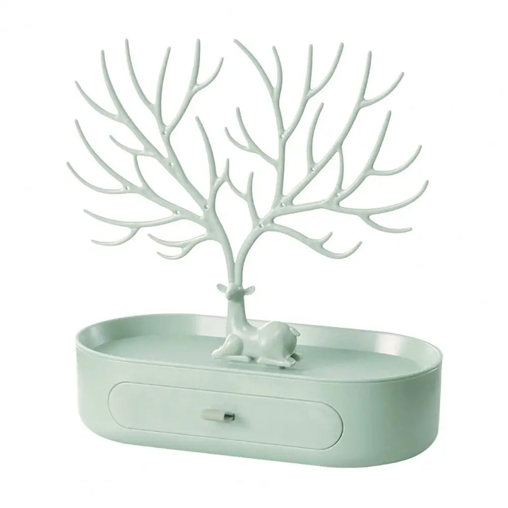 Vibe Geeks Antlers Tree Tower Jewelry Display Stand for Ring Earrings Necklace Bracelet - Green Basic Model 4