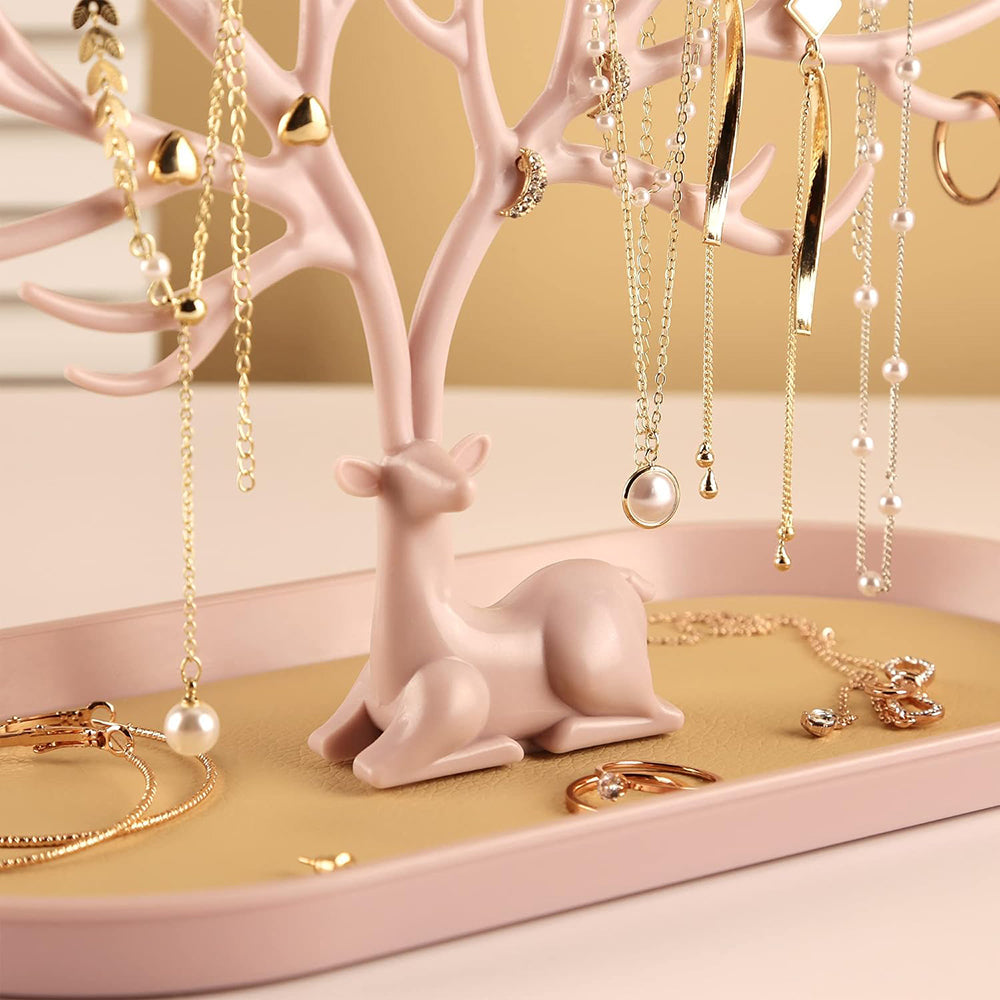 Vibe Geeks Antlers Tree Tower Jewelry Display Stand for Ring Earrings Necklace Bracelet - Green Basic Model 13