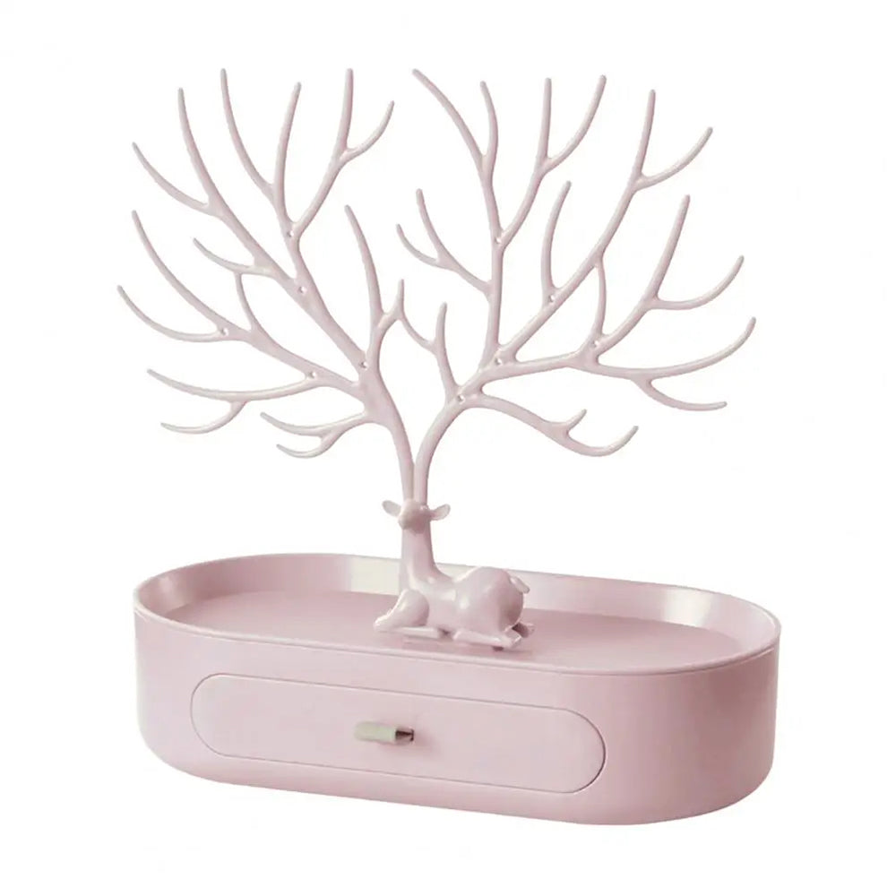 Vibe Geeks Antlers Tree Tower Jewelry Display Stand for Ring Earrings Necklace Bracelet - Grey Drawer Model 5