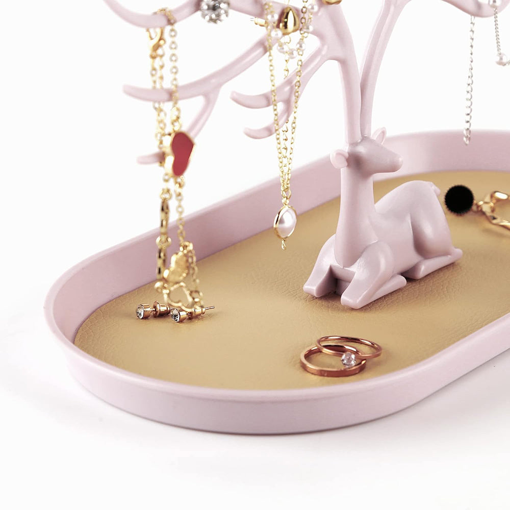 Vibe Geeks Antlers Tree Tower Jewelry Display Stand for Ring Earrings Necklace Bracelet - Grey Drawer Model 10