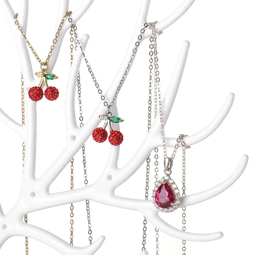 Vibe Geeks Antlers Tree Tower Jewelry Display Stand for Ring Earrings Necklace Bracelet - Pink Basic Model 8