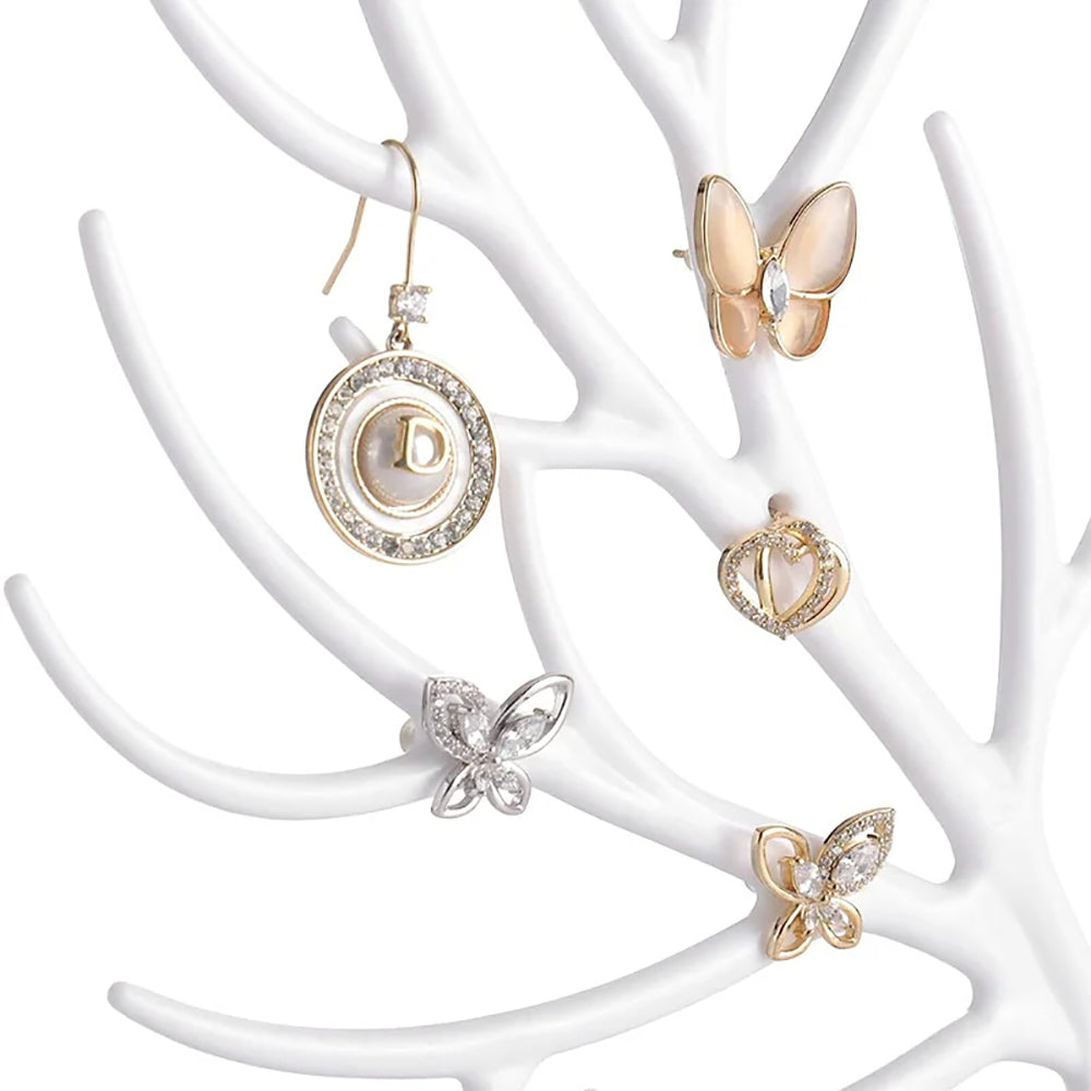 Vibe Geeks Antlers Tree Tower Jewelry Display Stand for Ring Earrings Necklace Bracelet - White Basic Model 6