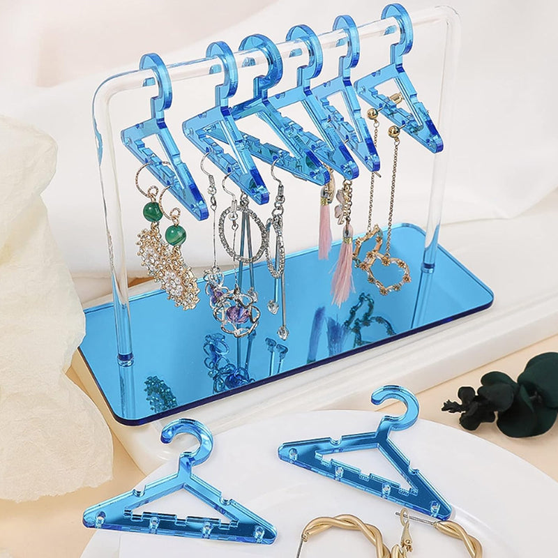 Vibe Geeks Acrylic Earring Hanging Display Rack Stand with Mini Coat Hangers - Pink 7