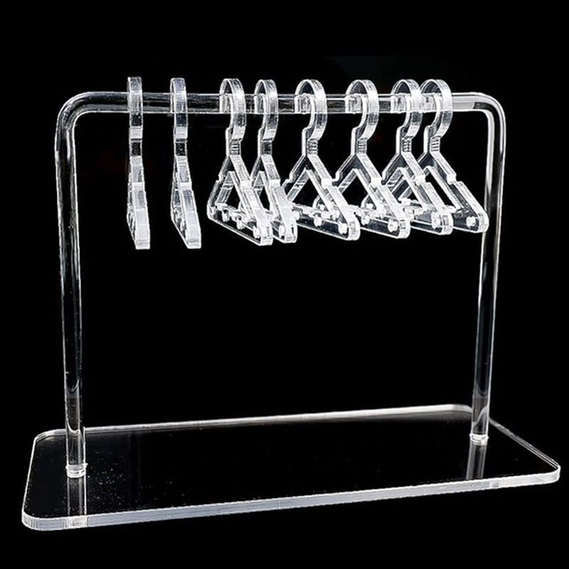 Vibe Geeks Acrylic Earring Hanging Display Rack Stand with Mini Coat Hangers - Pink 12