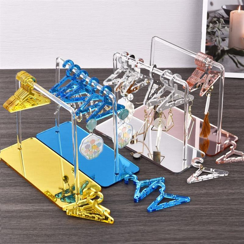 Vibe Geeks Acrylic Earring Hanging Display Rack Stand with Mini Coat Hangers - Transparent 12