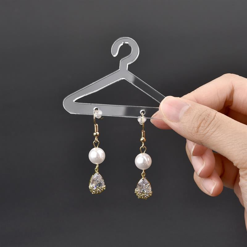 Vibe Geeks Acrylic Earring Hanging Display Rack Stand with Mini Coat Hangers - Transparent 13