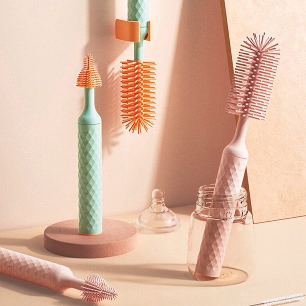 Vibe Geeks 3-in-1 Electric Silicone Cordless Bottle Brush Cleaner Usb Rechargeable - Pink 5