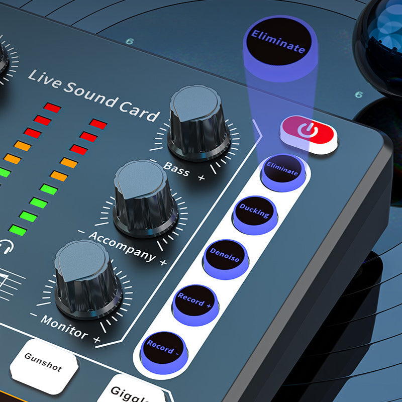 Vibe Geeks Noise Reduction Sound Card Digital Audio Mixer for Live Streaming-typec Rechargeable - Black 9