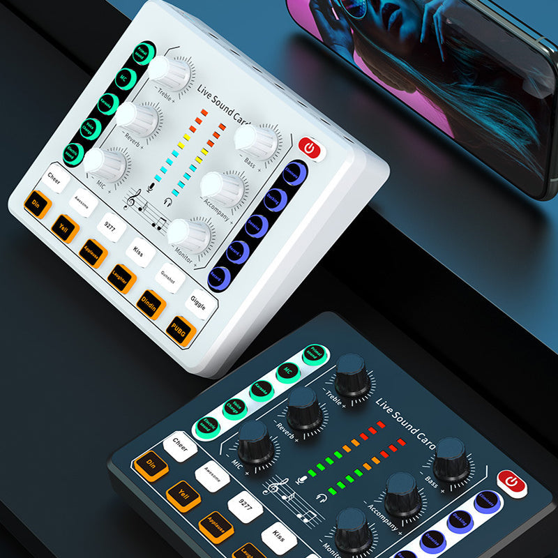 Vibe Geeks Noise Reduction Sound Card Digital Audio Mixer for Live Streaming-typec Rechargeable - White 6