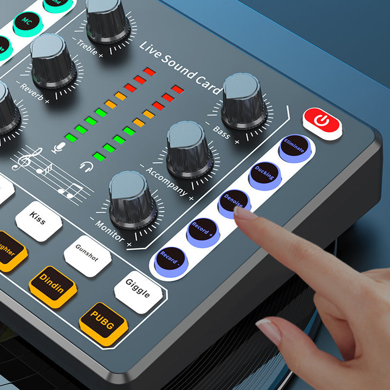 Vibe Geeks Noise Reduction Sound Card Digital Audio Mixer for Live Streaming-typec Rechargeable - White 7