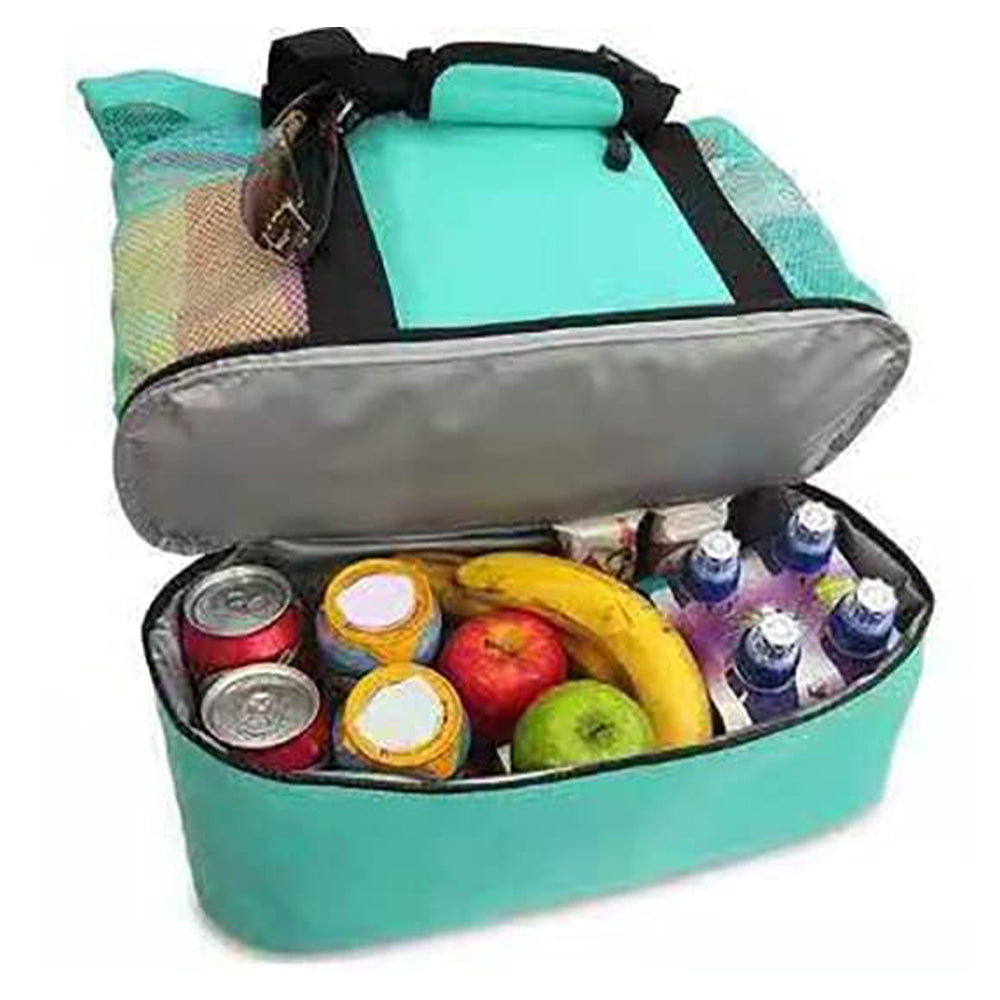 Vibe Geeks 2 in 1 Mesh Beach Tote Bag with Insulated Cooler - Black 8