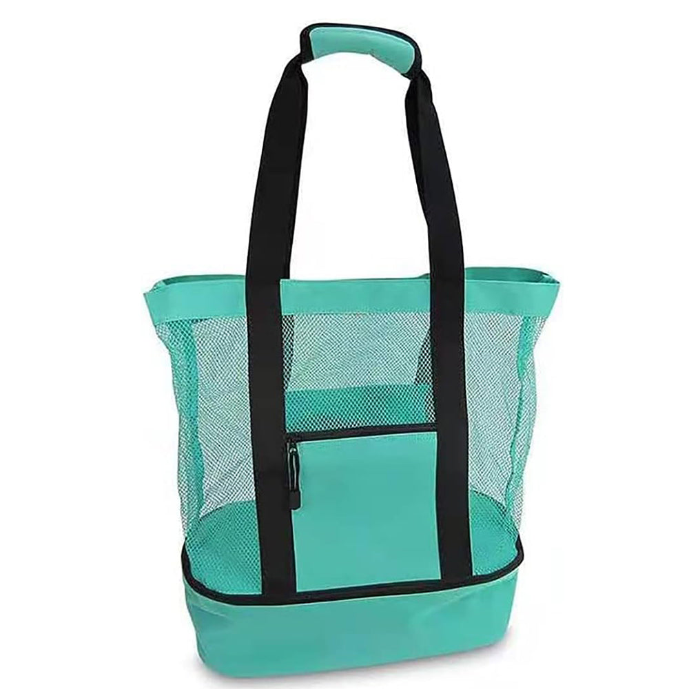 Vibe Geeks 2 in 1 Mesh Beach Tote Bag with Insulated Cooler - Blue 11