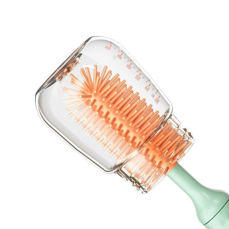 Vibe Geeks 360° Rotation Long Handle Reusable Silicone Baby Bottle Brush Set - Pink 9