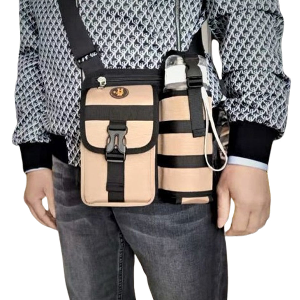 Vibe Geeks Waterproof Camping Wear Resistant Chest Crossbody Sling Shoulder Bags with Water Bottle Holder - Khahi