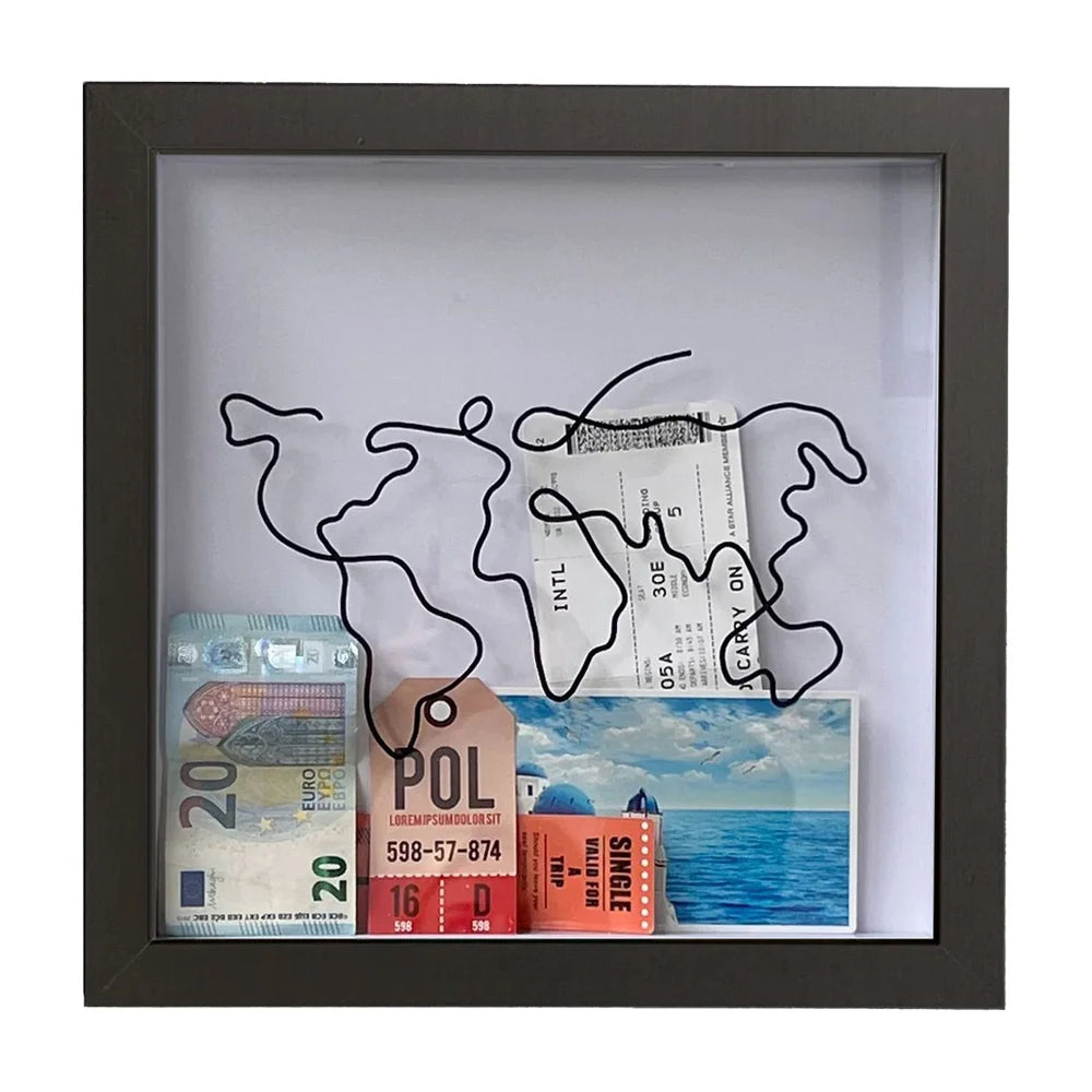 Vibe Geeks Adventure Archive Box Wood Frame Travel Tickets Keepsakes Storage Frame - White - Medium 5