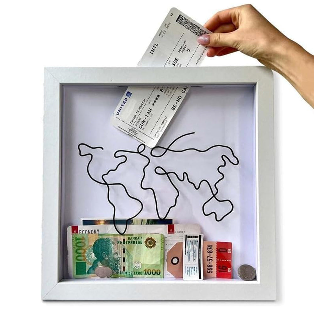 Vibe Geeks Adventure Archive Box Wood Frame Travel Tickets Keepsakes Storage Frame - Coffee - Small 3