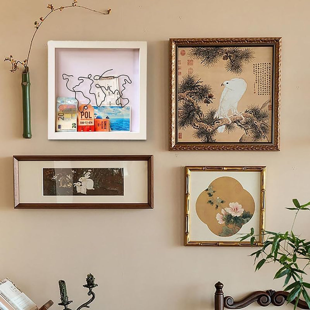 Vibe Geeks Adventure Archive Box Wood Frame Travel Tickets Keepsakes Storage Frame - Coffee - Small 14