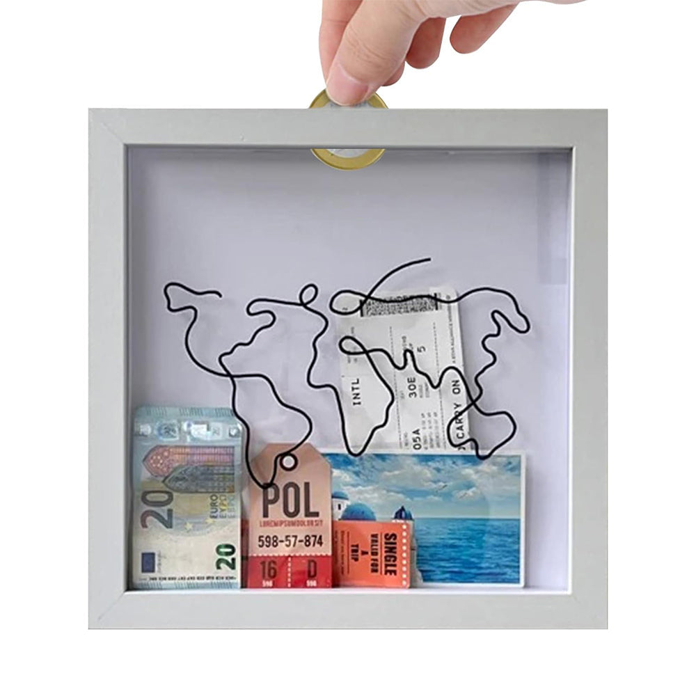 Vibe Geeks Adventure Archive Box Wood Frame Travel Tickets Keepsakes Storage Frame - White - Small 7