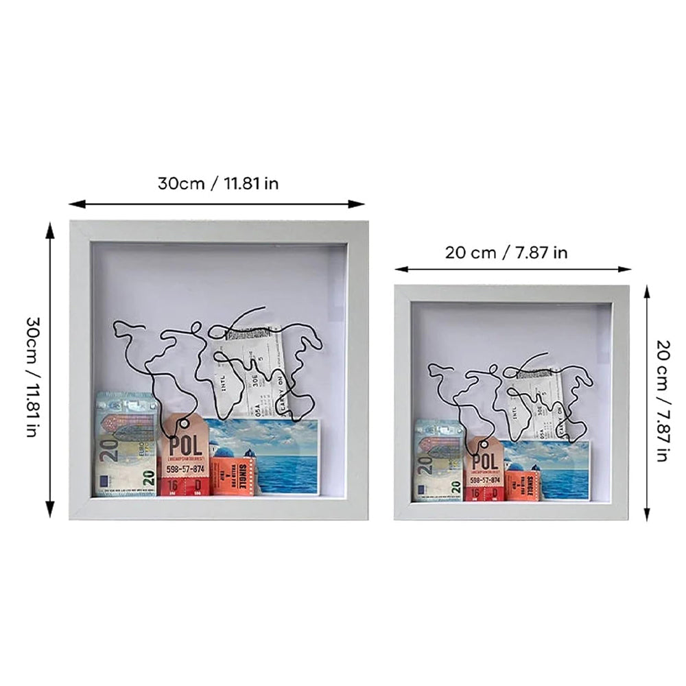 Vibe Geeks Adventure Archive Box Wood Frame Travel Tickets Keepsakes Storage Frame - Wood - Small 8