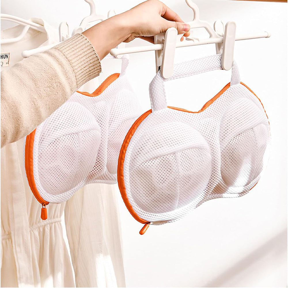 Vibe Geeks High Permeability Mesh Bra-shaped Lingerie Laundry Bags with Handle and Zipper - Orange 7