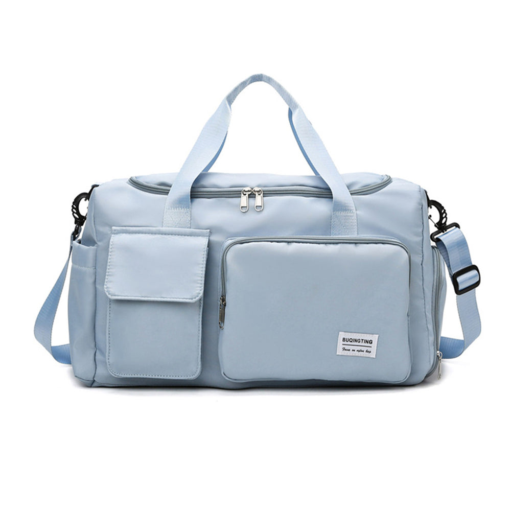 Vibe Geeks Waterproof and Lightweight Zipper Sports Gym Bag with Shoe Compartment - Blue 13