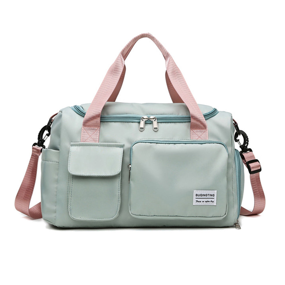 Vibe Geeks Waterproof and Lightweight Zipper Sports Gym Bag with Shoe Compartment - Grey And Pink 3