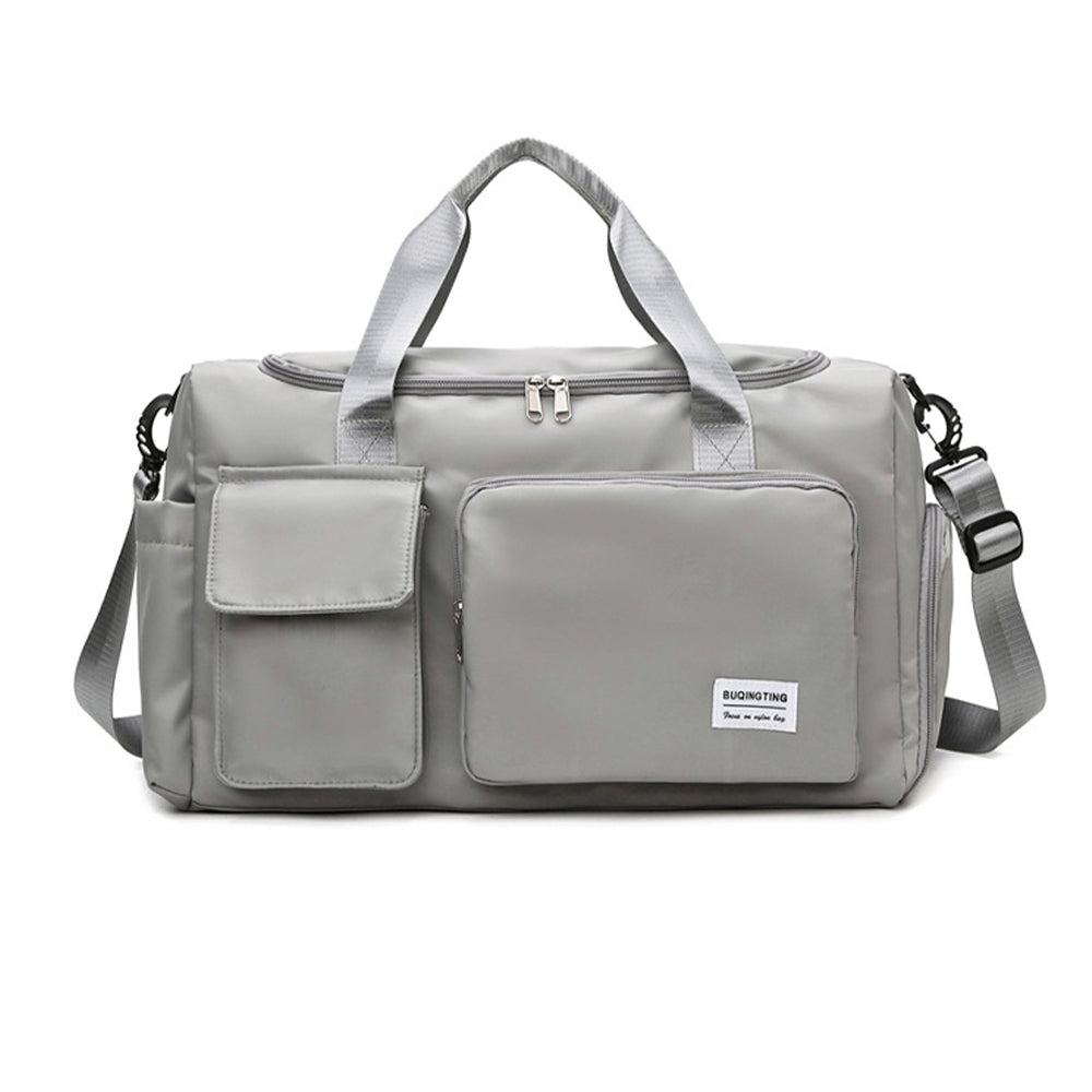 Vibe Geeks Waterproof and Lightweight Zipper Sports Gym Bag with Shoe Compartment - Grey And Pink 4