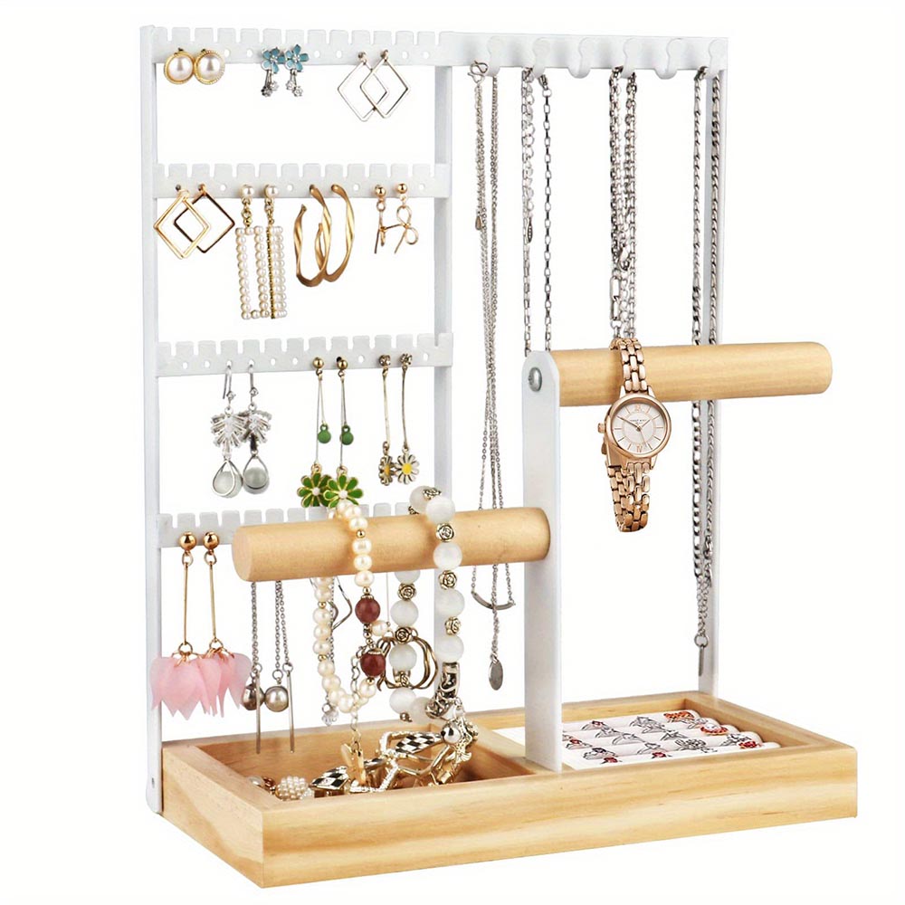 Vibe Geeks Desktop Jewelry Organizer Jewelry Stand with Ring and Bracelet Holder - Black