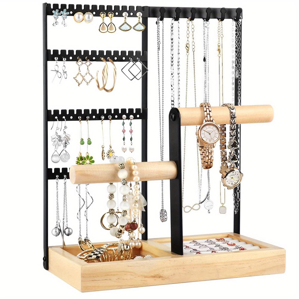 Vibe Geeks Desktop Jewelry Organizer Jewelry Stand with Ring and Bracelet Holder - White 3