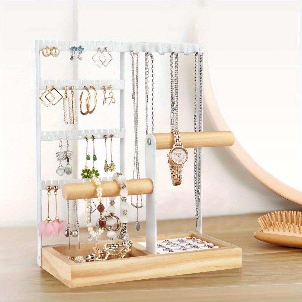 Vibe Geeks Desktop Jewelry Organizer Jewelry Stand with Ring and Bracelet Holder - White 6