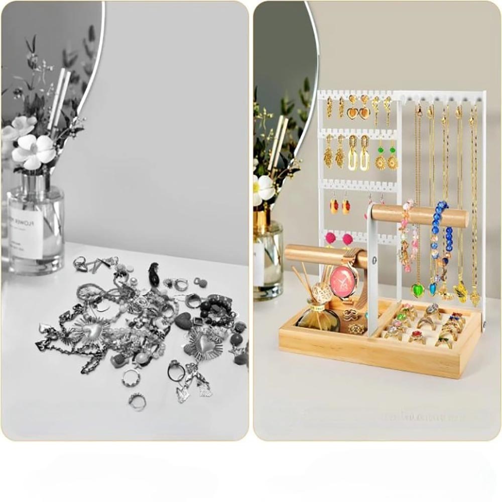 Vibe Geeks Desktop Jewelry Organizer Jewelry Stand with Ring and Bracelet Holder - White 15