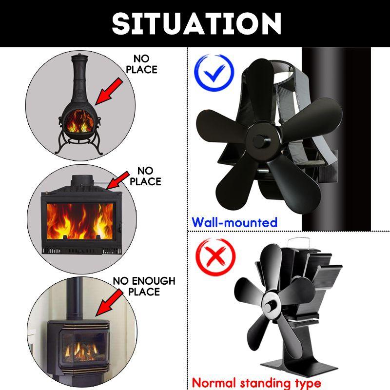 High Temp 5-blade Heat Powered Stove Fan for Fireplaces - Grey 6