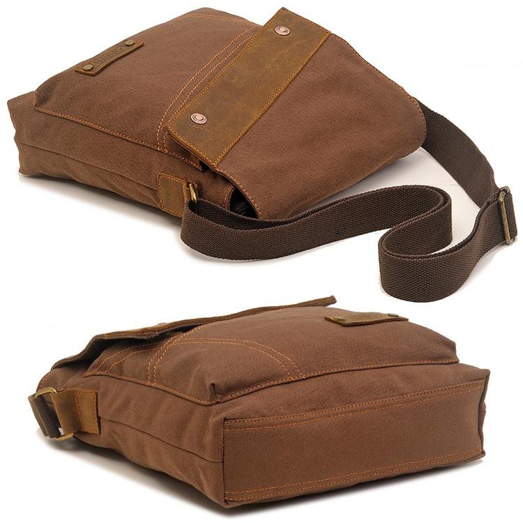 Retro Canvas Vertical Shoulder Messenger Bag Functional & Stylish - Grey 13