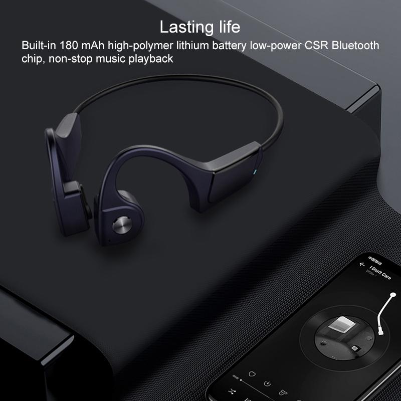 Wireless Bone Conduction Bluetooth Earphones - 4.1 Stereo 5.0 Black - Grey 15