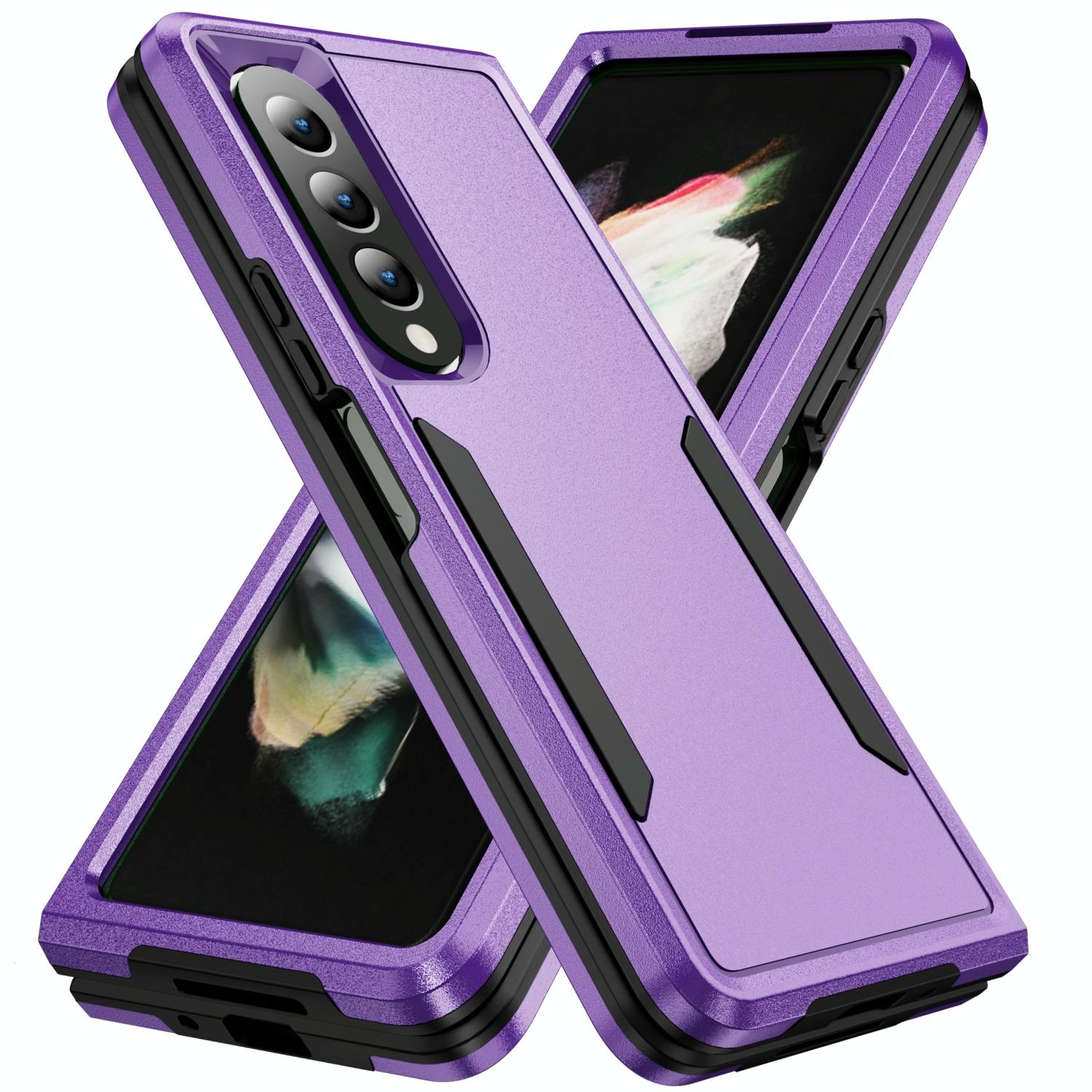 For Samsung Galaxy Z Fold4 5G Shockproof Pc Tpu Case - Purple + Black 13