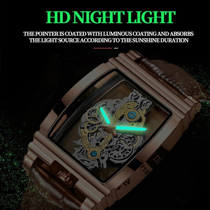 Waterproof Luminous Business Watch for Men - Gear Hollow Outdoor - Black Leather Gold 4