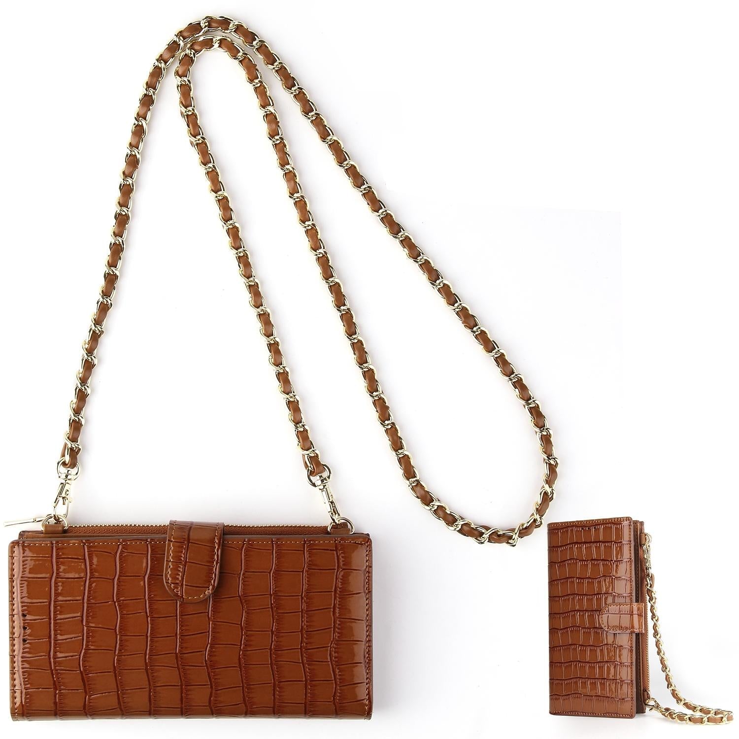 Convertible Crossbody Phone Purse With Chain - Dark Green 8