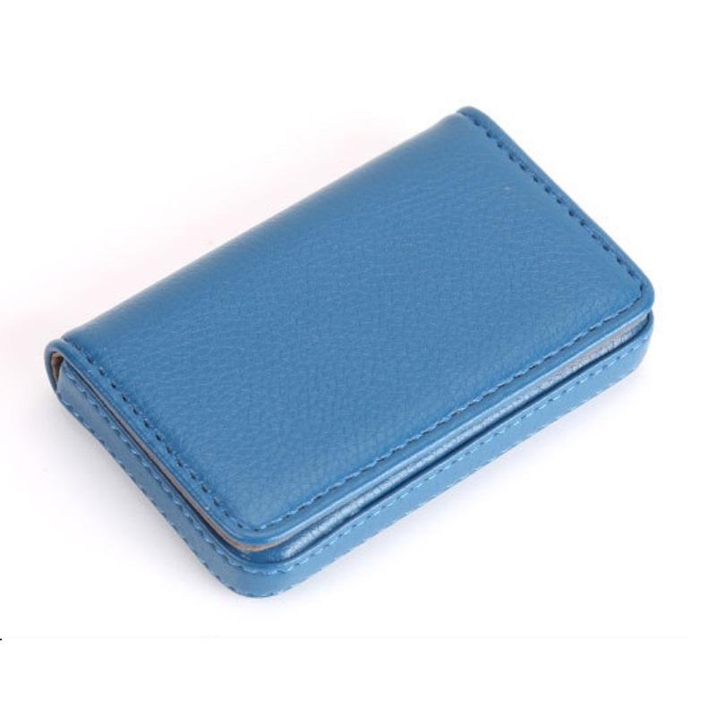 Stainless Steel Magnetic Business Card Holder Pu Leather Case - Apricot 13